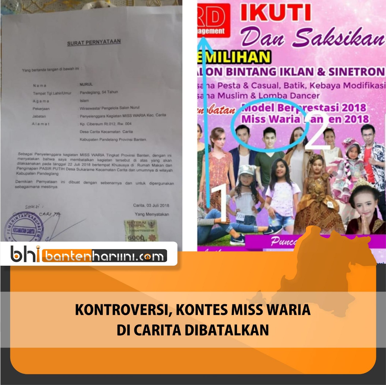 Pamflet Kontes Miss Waria Gegerkan Warganet, Kadispar Pandeglang Batalkan Acara_Foto Bantenhariini_Aep.BHI